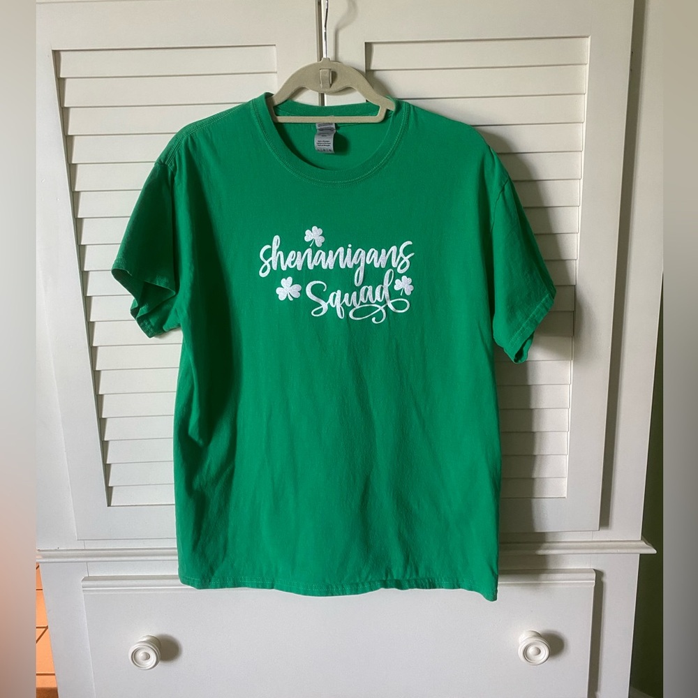 Gildan Green "Shenanigans Squad" Short Sleeve Graphic Tee